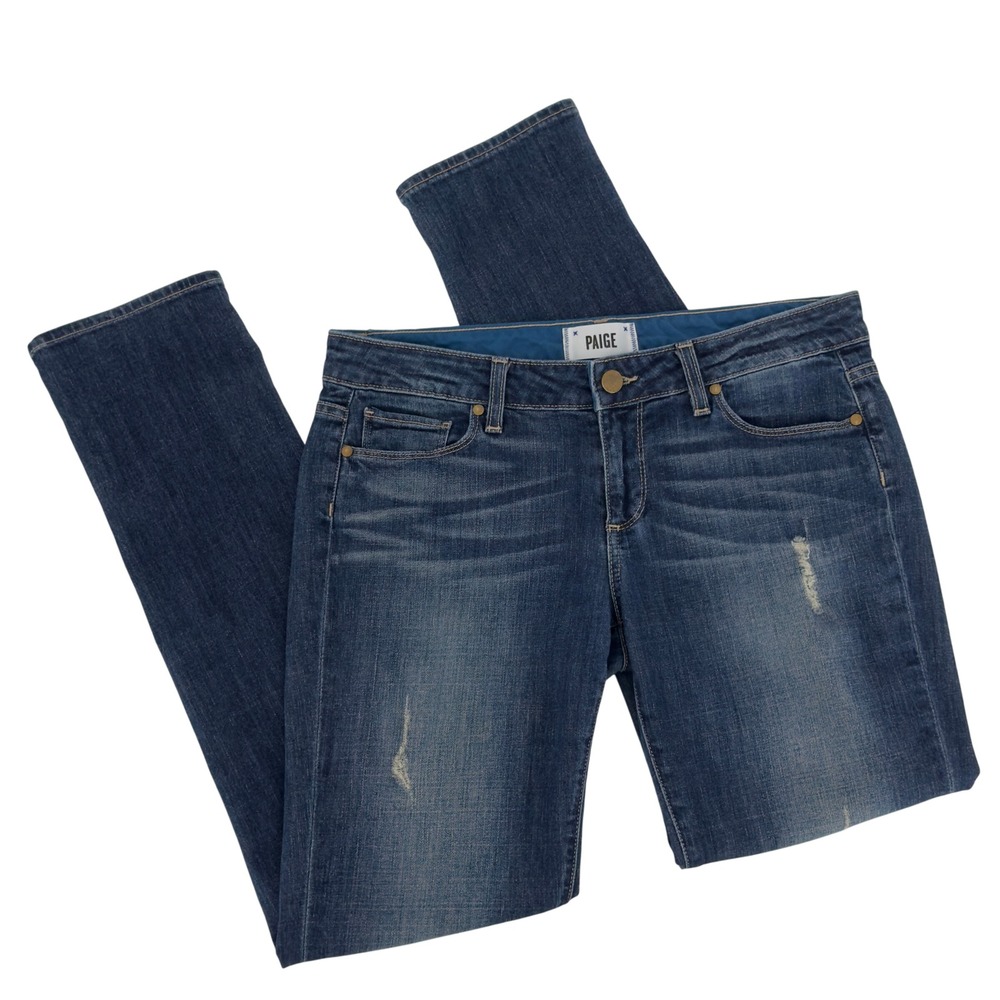 PAIGE Jimmy Jimmy Skinny Jeans Tawni Distressed Dark Wash Low Rise Size 27